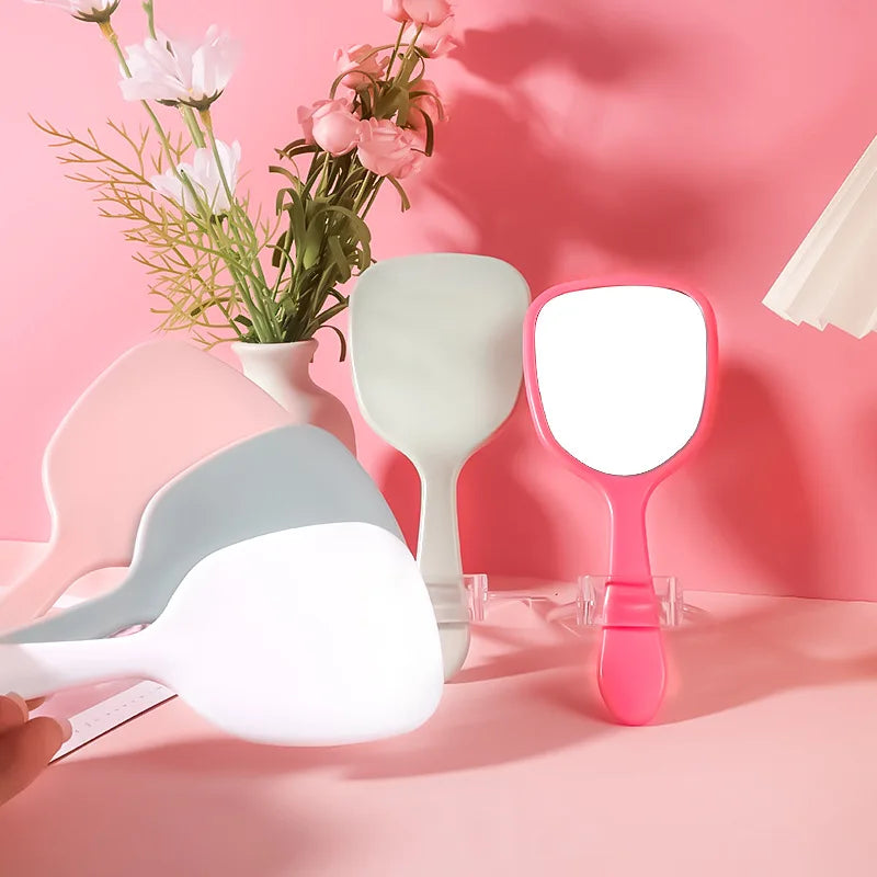 Zonyin Wholesale Cute Portable Hand Held Cosmetic Mirror Custom Logo Product Plastic Handheld Small Makeup Mirror for Beauty