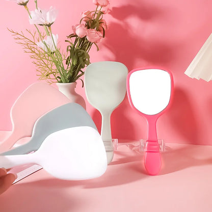 Zonyin Wholesale Cute Portable Hand Held Cosmetic Mirror Custom Logo Product Plastic Handheld Small Makeup Mirror for Beauty