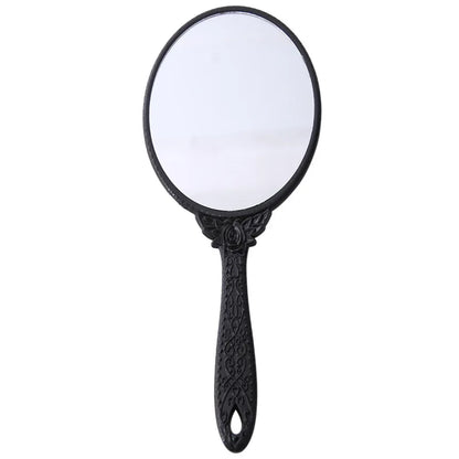 Zonyin Wholesale Plastic Handheld Makeup Mirror Oval Retro Travel Cosmetic Mirror with Portable Hand Held Mirror for Women Girls