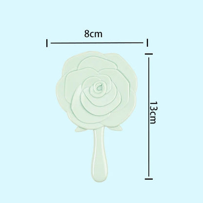 Zonyin High Quality Vintage Pink Rose Shape Hand Makeup Mirror Plastic Mini Handheld Cosmetic Mirror for Women Girl Travel