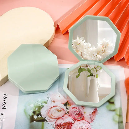 Zonyin New Portable Foldable Plastic Handheld Pocket Cosmetic Mirror Custom Mini Double-Sided Makeup Mirror for Travel