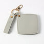 Zonyin New Custom Logo Rotatable Square Makeup Mirror Pu Leather Pocket Mirror Compact Cosmetic Travel Mirror With Keychain