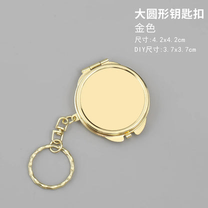 Zonyin Metal Keychain Mirror Creative Double Sided Folding Pocket Mirror Mini Gift Cosmetic Mirror with Ring for DIY Crafts