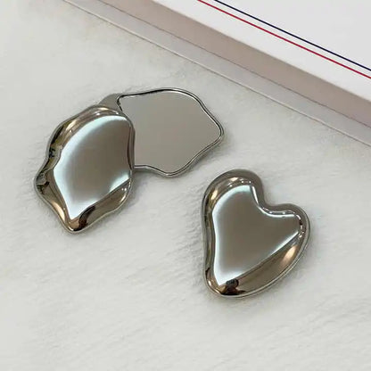 Zonyin New Heart Shape Irregular Design Metal Foldable Mirror Portable Double-sided Small Mirror Promotion Gift for Modern