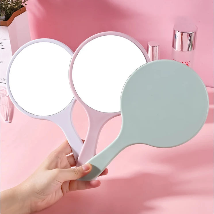Zonyin Custom Round Design Handheld Vanity Mirror Cosmetic Hand Held Makeup Mirror Handy Mirror With Handle