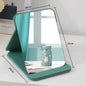 Zonyin Extra Large Portable Folding Makeup Mirror Pink Green PU Leather Vanity Mirror with Stand for DeskTop TableTop Travel