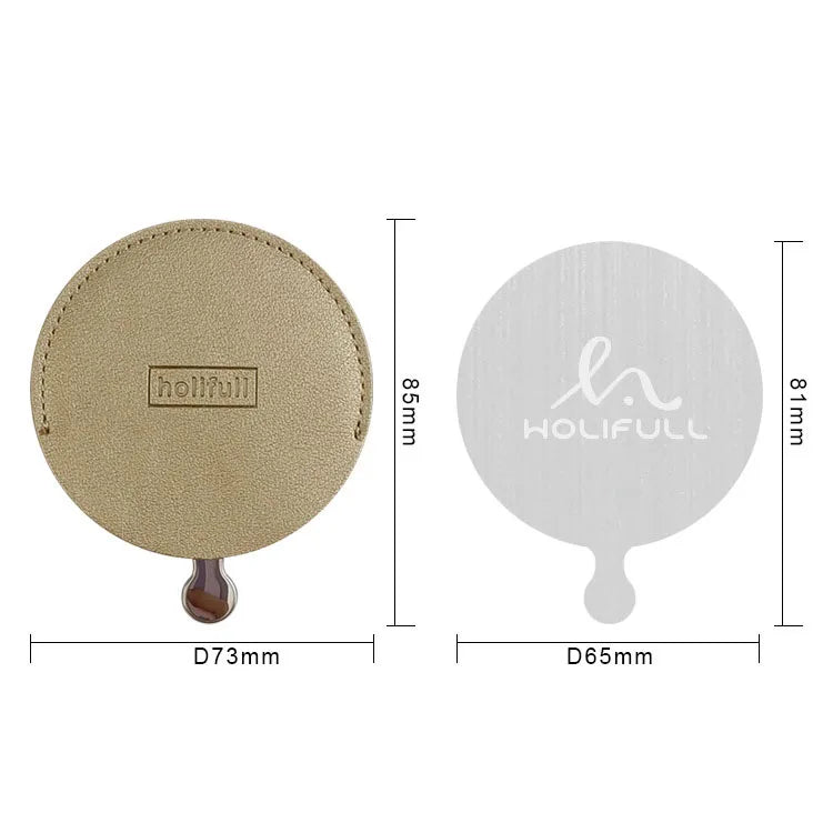Zonyin Wholesale Cheap Gold Round Pull-out Makeup Pocket Mirror Private Label Pu Leather Metal Mirror for Travel