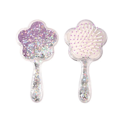 Zonyin Cute Flower-Shaped Handheld Makeup Mirror Novelty Quicksand Glitter Hand Mirror Portable Beauty Tool for Gifts