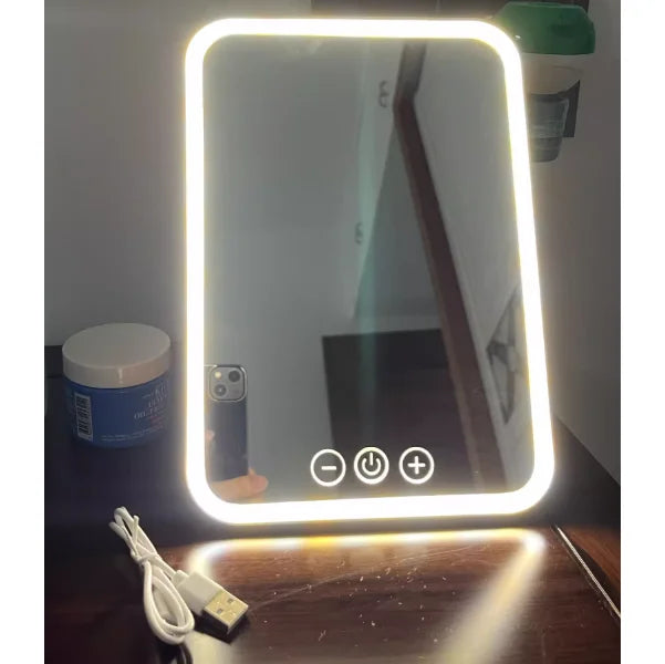 Zonyin Personalized Makeup Mirror Type-C Rechargeable Touch Screen Portable Makeup Mirror With LED Brightness Adjustable Lighted