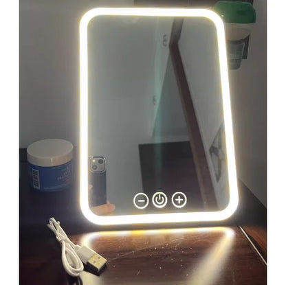 Zonyin Personalized Makeup Mirror Type-C Rechargeable Touch Screen Portable Makeup Mirror With LED Brightness Adjustable Lighted