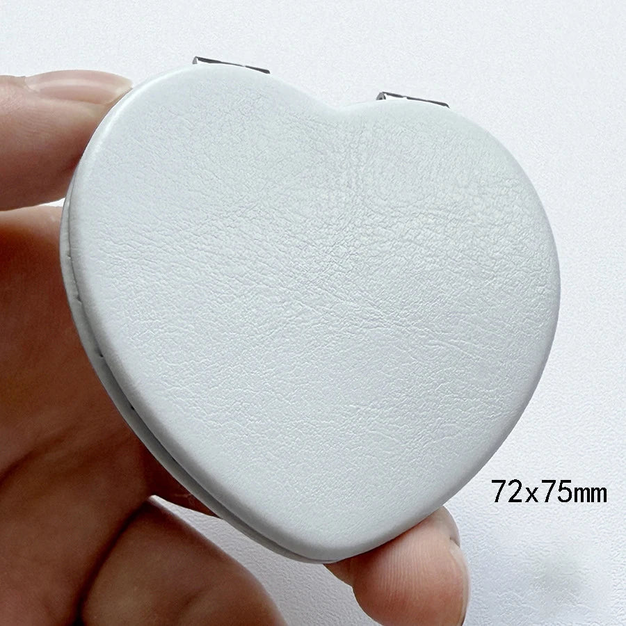 Zonyin Wholesale Hand Mirror Square Cosmetic Makeup Vanity Mirror Double Side Folding Pocket Heart Design Compact Mirror Custom