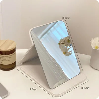 Zonyin Hot Sales Big Black White Pink Folding Travel Mirror PU Portable Adjustable Rectangular Large Vanity Mirror for Travel