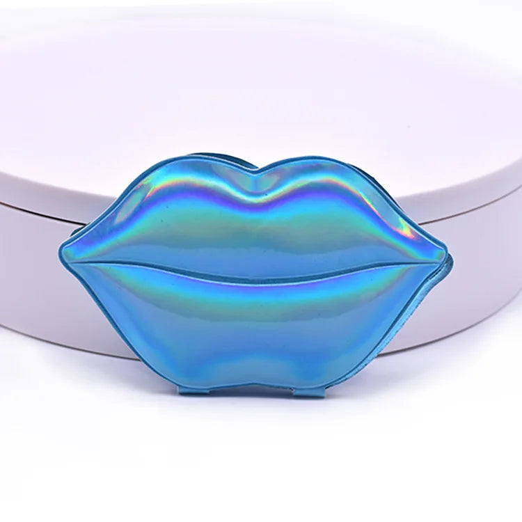 Zonyin Wholesale Personalized Custom Glittery Leather Lip Shaped Small Compact Pocket Makeup Mirror With Logo