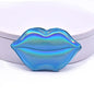Zonyin Wholesale Personalized Custom Glittery Leather Lip Shaped Small Compact Pocket Makeup Mirror With Logo