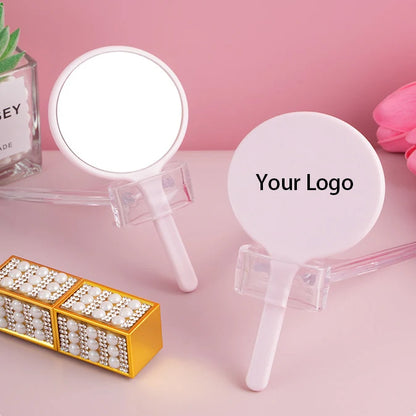 Zonyin Recyclable Plastic Round Makeup Mirror Single Sided Portable Small Handheld Mirror Customized logo Travel Mirror