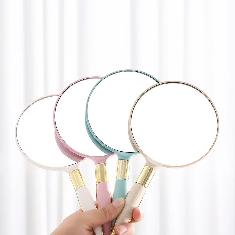Zonyin Promotion Retro Plastic Round Handheld Cosmetic Mirror Custom Private Label Portable Square Makeup Mirror with Handle
