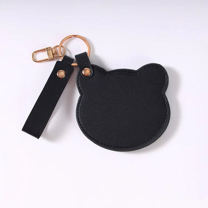 Zonyin NEW Product Cute Brown Bear Shaped Glass Pocket Mirror Pu Leather Travel Makeup Cosmetic Mirrors for Promotion Gifts