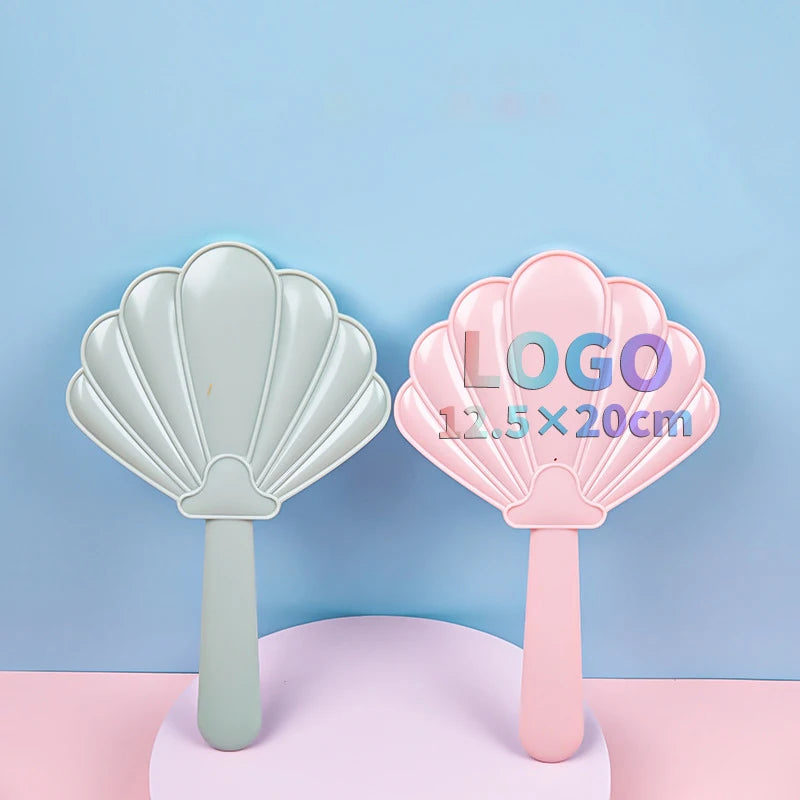 Zonyin Custom Logo Shell Shaped ABS Plastic Cosmetic Mirror Portable Single-Sided Mini Handheld Hand Makeup Mirror for Beauty