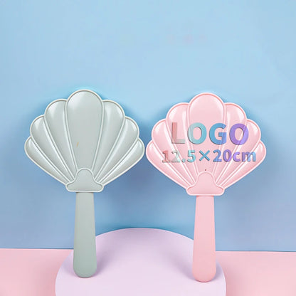 Zonyin Custom Logo Shell Shaped ABS Plastic Cosmetic Mirror Portable Single-Sided Mini Handheld Hand Makeup Mirror for Beauty