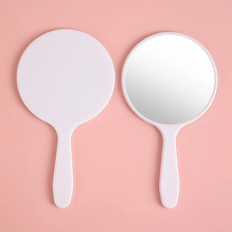 Zonyin Mini Handheld Custom logo Cosmetic Mirror Portable Plastic Pocket Round Hand Personalized Makeup Mirror for Travel Use