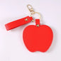 Zonyin Unique Christmas Gifts Red Apple-Shaped Pocket Mirror Foldable Pink Pu Leather Small Makeup Keychain Mirror for Women