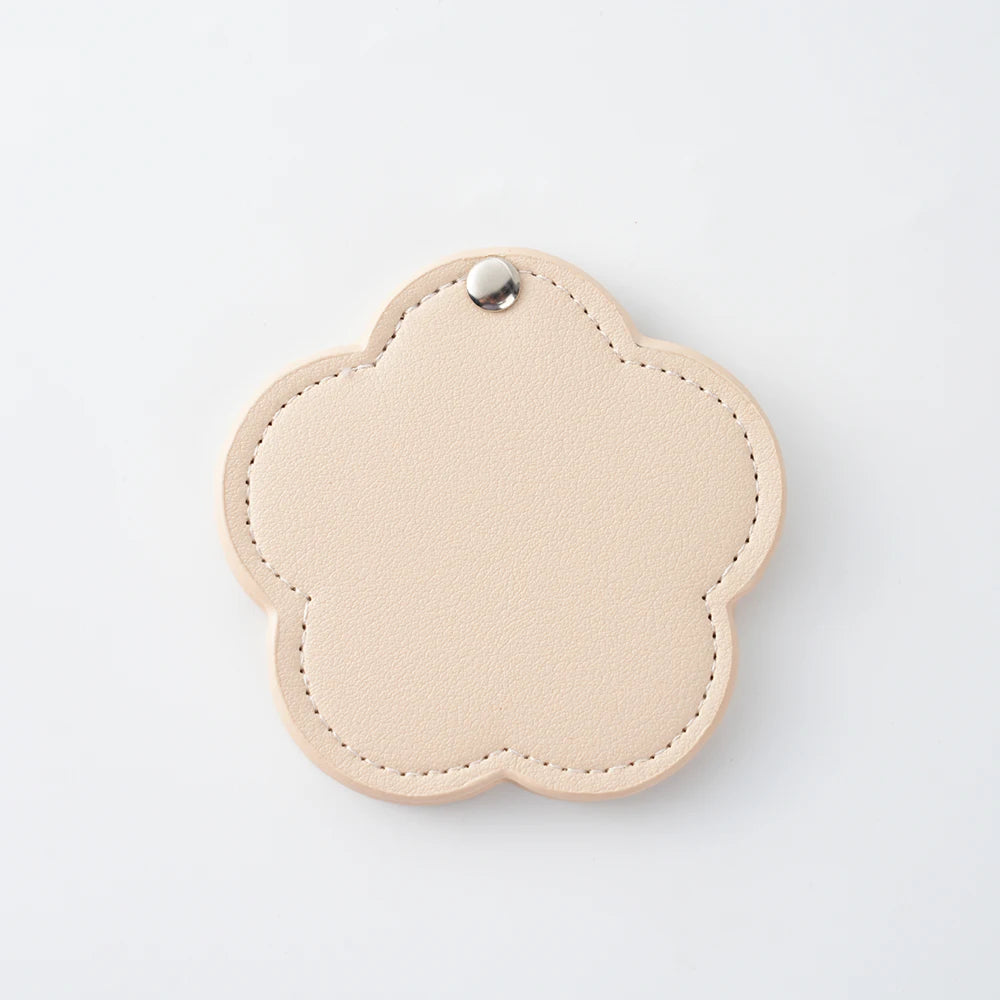 Zonyin New Arrival Flower Design White Pu Leather Makeup Mirror Customized Logo Portable Travel Pu Pocket Mirror for Women Girls