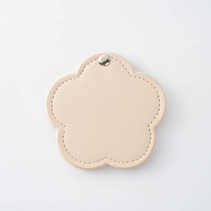 Zonyin New Arrival Flower Design White Pu Leather Makeup Mirror Customized Logo Portable Travel Pu Pocket Mirror for Women Girls
