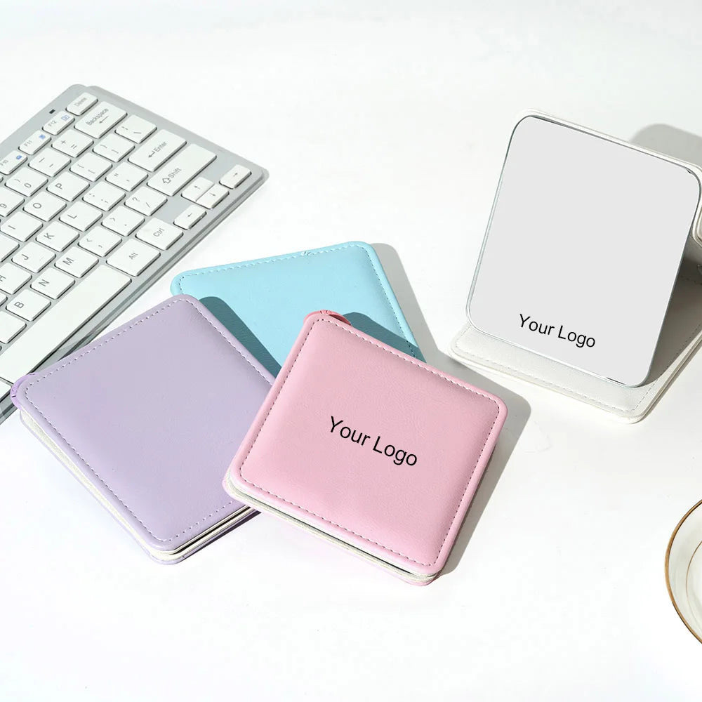 Zonyin Pink Purple Blue Macron Color Pu Leather Folding Makeup Mirror Portable Travel Standing Desktop Vanity Cosmetic Mirrors
