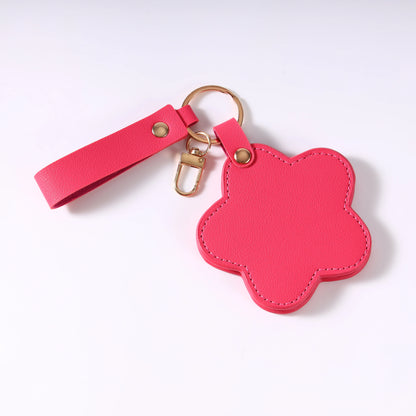 Zonyin NEW ARRIVAL Cute Yellow Star Small Makeup Mirror Customized Logo Pu Leather Pocket Cosmetic Keychain Mirror for Kids