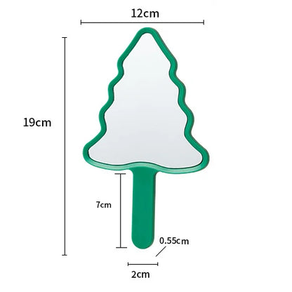Zonyin Creative Personalized New Year's Gift Cartoon Christmas Tree Silver Finish Handheld Portable Makeup Mirror for Women