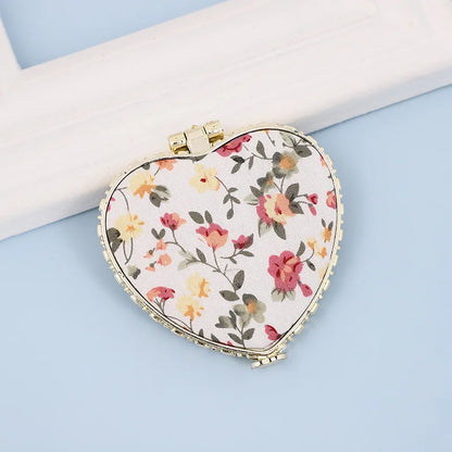 Zonyin High Quality Handheld Makeup Mirror Wholesale Vintage Silk Fabric Rectangle Oval & Round Sided Mirrors with Double Sides