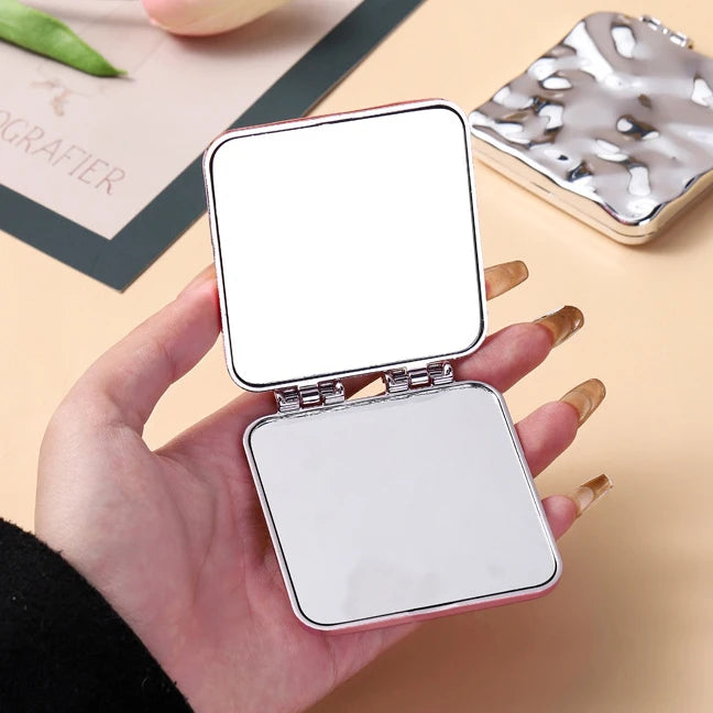 Zonyin New Arrive Sliver Bling Electroplate Design Travel Portable Compact Compact Small Makeup Vanity Mirror for Women Girls