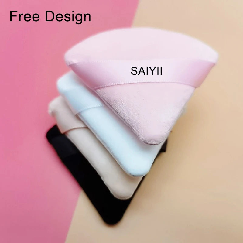 Zonyin Top Seller Triangle Powder Puff Makeup Sponge Soft Velour Cosmetic Puff Black Velvet Loose Powder Puffs for Face
