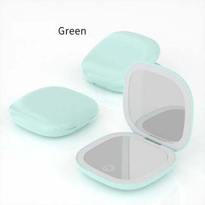 Zonyin Portable Rechargeable 10X Magnification Compact Makeup Mirror LED Lights Handheld Cosmetic Mirror for Travel