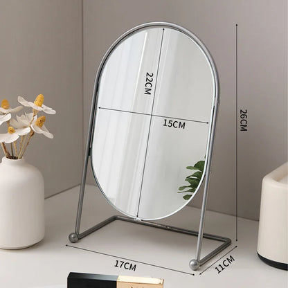 Zonyin Desktop Oval Rotating 360 Makeup Mirror Ins Style Dressing Table Mirror High Aesthetic Bedroom Vanity Mirror