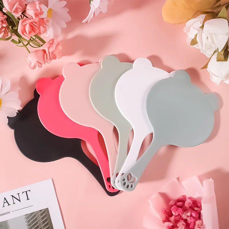 Zonyin Wholesale Cute Bear Shape Portable Handheld Makeup Mirror Salon Lash Mirror pink Hand Held Cosmetic Mirror for Girls