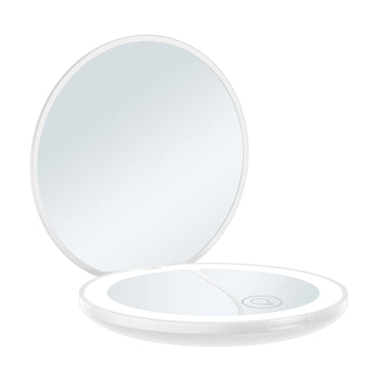 Zonyin Round 10X Magnifying Led Portable Cute Makeup Mirror Vanity Mirror With Lights Compact Pocket Make up Mirror with Logo