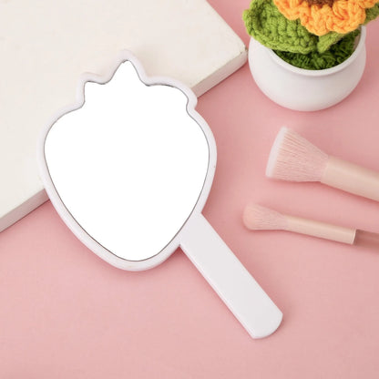 Zonyin New Arrival Strawberry Shape Customized Portable Mini Handheld Plastic Cosmetic Makeup Mirror for Children Girls