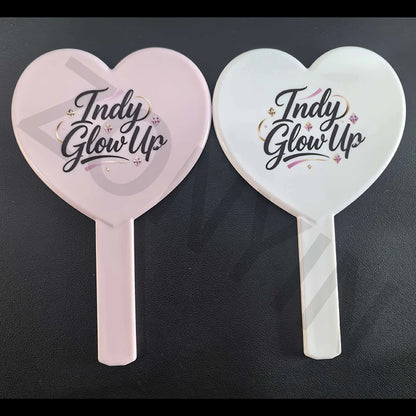 Zonyin Customized Plastic Mini Handheld Mirror Heart Shape Portable Cute Cosmetic Mirror for Bride Wedding Gifts