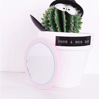 Zonyin Handed Mirror Personalized Single Side Pocket Makeup Mirror with LED Light ABS Plastic Design Compact Customized Logo