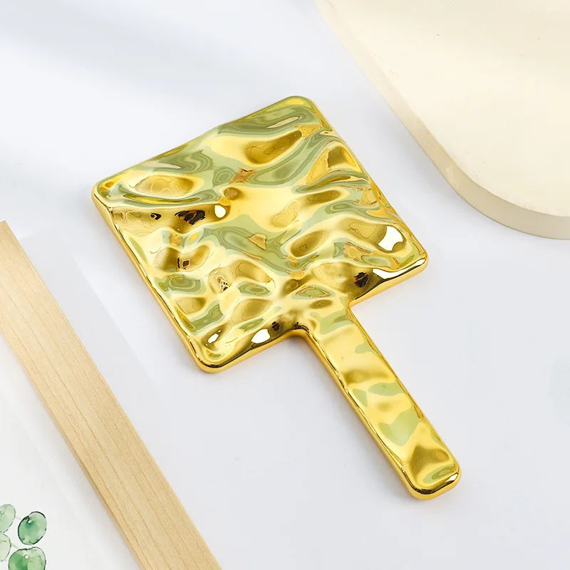 Zonyin Retro Hand Held Square Makeup Mirror Custom Logo Portable Fashion Lady Beauty Cosmetic Mirror Handheld Travel Mirror