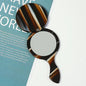 Zonyin Wholesale Custom Portable Handheld Makeup Small Mirror Leopard Pattern Round Rotary Cover Style Acetate Cosmetic Mirror