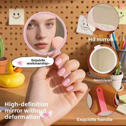 Zonyin Double Sided Round Makeup Mirror Portable Mini Handheld Cosmetic Mirror with Cute Handle Compact Vanity Mirror for Travel
