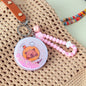 Zonyin Round Quicksand Folding Compact Mirror Portable Cute Capybara Hanging Rope Makeup Mirror Bag Pendant