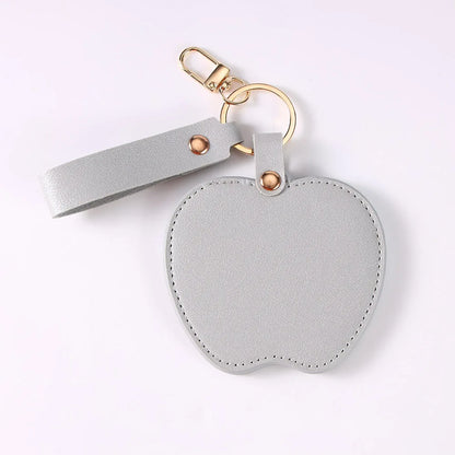 Zonyin Unique Christmas Gifts Red Apple-Shaped Pocket Mirror Foldable Pink Pu Leather Small Makeup Keychain Mirror for Women