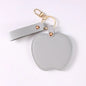 Zonyin Unique Christmas Gifts Red Apple-Shaped Pocket Mirror Foldable Pink Pu Leather Small Makeup Keychain Mirror for Women