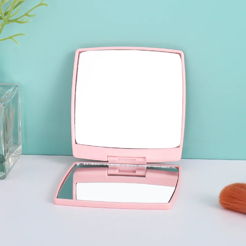 Zonyin Hot Selling Customized logo Simple square Flip Plastic Makeup Mirror Mini Portable Folding Pocket Mirror for Women Gift