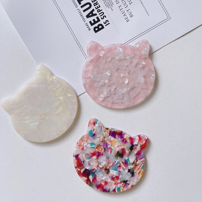 Zonyin Private Label Cat-Shape Travel Cosmetic Mirror Custom logo Acetate Small Pocket Mirror for Makeup Promotional Gift
