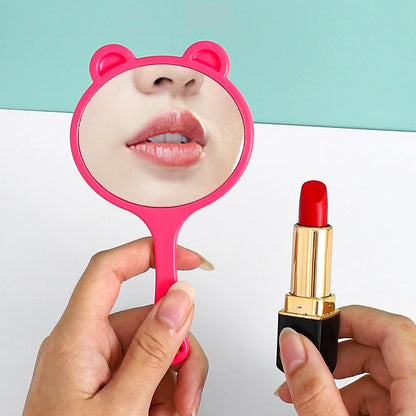 Zonyin Custom Logo Portable Handheld Makeup Mirror Cartoon Bear Head Handle Personalized Small Vanity Pocket Mirrors for Travel