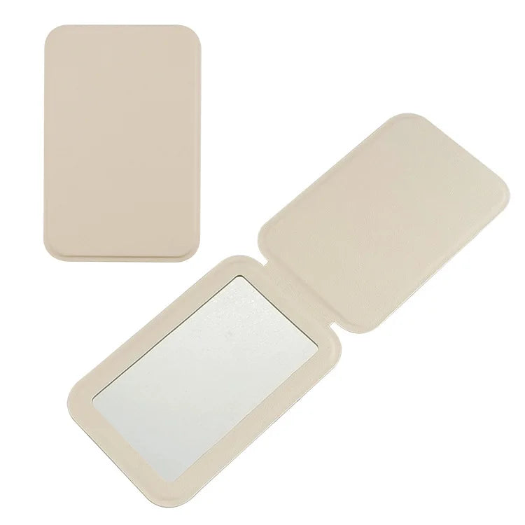 Zonyin Custom Portable Makeup Mirror Foldable Solid Color PU Leather Simple Mini Compact Cute Pocket Mirror for Woman Girls Gift